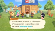 La cérémonie d'inauguration de la boutique dans New Horizons