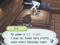 K.K. Slider introducing himself to the player.