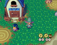 Reynald devant sa maison dans Animal Crossing