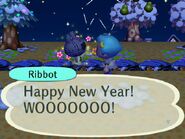 A villager wishing the player a happy new year