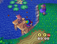 Moumoute participant à un tournoi de pêche dans Animal Crossing