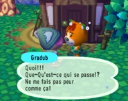 Gradub parlant au joueur dans Animal Crossing