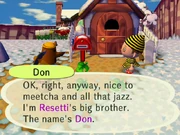 Don appearing outside the house of a player in .