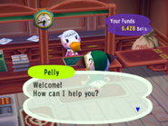 Meeting Pelly in the Post Office in Animal Crossing.