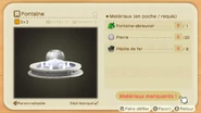 Matériaux requis pour la construction de la fontaine dans New Horizons