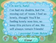 A goodbye letter from Robin, with her picture.