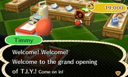 Entering T.I.Y. for the first time with the Grand Opening text.