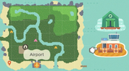 The Airport is shown as the airplane icon on the Map.