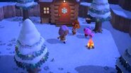 Fauna having a conversation with Peanut in winter.