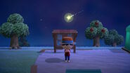 Player making a wish on a meteor in New Horizons.