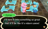 Cyrus stating his specialty.