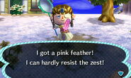 A player with a pink feather