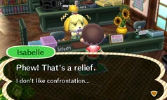 Isabelle admitting she doesn't like confrontation, as seen in New Leaf