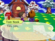 Tom Nook asking the player if they want the house they just viewed.