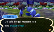 Mathéo proposant de construire une Statue Moai