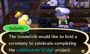 Talking to Isabelle after completing a project finished at least one day ago