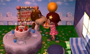 The player gives Patty a birthday present.
