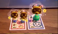 Tom Nook and his nephews Timmy and Tommy in joy.