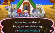 Isabelle announcing the Harvest Festival