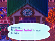 The Harvest Festival announcement in Animal Crossing.