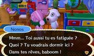Nonos discutant avec le joueur dans New Leaf