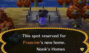 A plot reserved for Francine to move into.