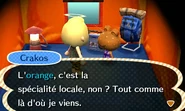 Crakos campant dans la ville du joueur