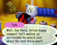 A player talking to Tutu in Animal Crossing