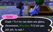 Gaby faisant remarquer au joueur qu'il a une piqûre d'abeille dans New Leaf