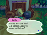 Goldie meeting the player.