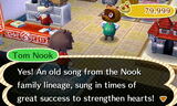 Tom Nook rewards the player