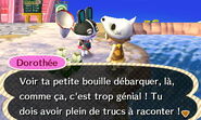 Le joueur rendant visite à Dorothée dans sa nouvelle ville