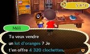 Méli donnant le prix de revente d'un lot d'oranges