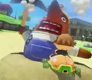 Resetti hitting the player.