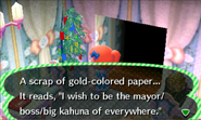 A player is reading one of the wishes by interacting with a bamboo grass.