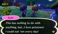 Katt talking to the player in New Leaf.