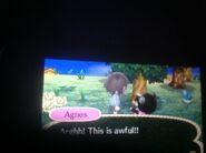 Agnes stuck in a pitfall