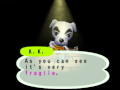Kéké sur l'écran d'accueil d'Animal Crossing
