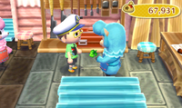 Giving Cyrus an item of furniture.