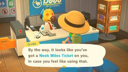 mystery tour island animal crossing NH-screenshot-Orville notices the Nook Miles Ticket