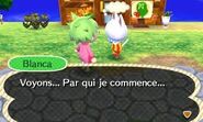 Blanca réfléchissant à l'habitant qu'elle va embêter et imiter