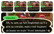 Ciboulot parlant de Senseï dans New Leaf