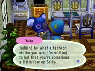 Yuka roasting the player.