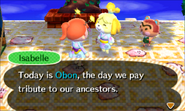 Isabelle introducing the player to Obon.