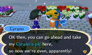 Cyrano giving the player his picture.