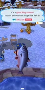 Catching a giant king salmon in Pocket Camp.