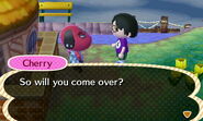 Cherry inviting the player to her house.