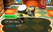 Donating a sea slug to Blathers in New Leaf