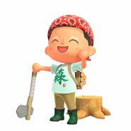 Official render of a player with a flimsy axe.