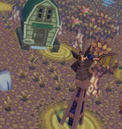 A windmill in Animal Forest.